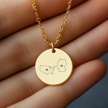 Personalised Country Necklace Two Home Necklace Valentine's Gift Personalised Necklace