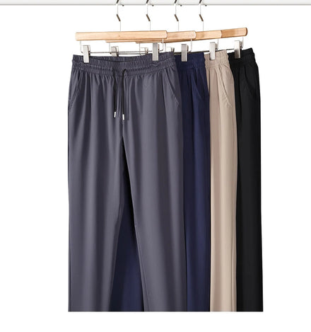 OEM Customized Logo Design men's loose straight summer ultra-thin anti-wrinkle elastic quick-drying sports Ice silk casual pants