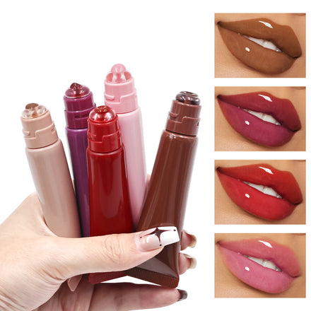 Wholesale Vegan Plumping Liquid Lip Gloss 8 Colors Custom Glossy Private Label Squeeze Tubes Peptide Moisturizing Tinted