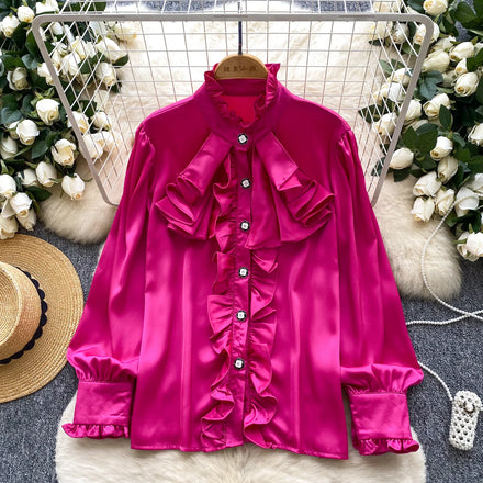 Autumn Full Sleeve Vintage Blouses Women Patchwork Shirts Ladies Retro Tops Clothes Women Wholesale