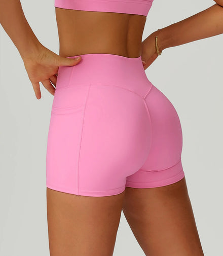 GC Pocket Yoga Shorts for Women Cross Waist Tight Yoga Pants Outdoor Running Cycling Sports High Waist Shorts Summer New YG293