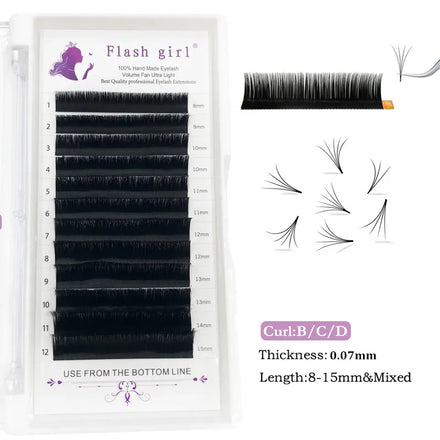 Low Price Sales Flash Girl 0.07mm Auto Flowering Eyelash Extensions Silky Eyelashes Premade Fan Eyelash Extension BCD