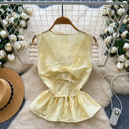 Summer Short Sleeve Casual Blouses Women Hollow Out Shirts Ladies Casual Tops Clothes Women Wholesale
