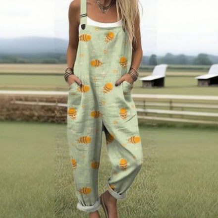 2025 New Style Fashionable Loose Women's Summer Digital 3D Printed Buttoned Overalls Suspender Casual Pants