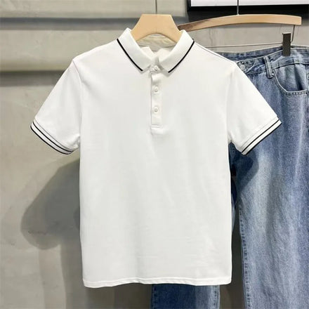 Bangladesh China Oem Embroidery Printed Design Half-sleeve Men's Simple and Fashionable Lapel Ice Silk Short-sleeved POLO Shirt