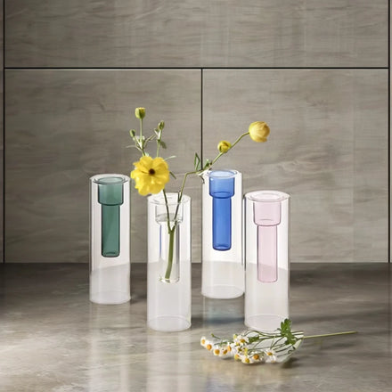 Modern Double-Colorful Crystal Glass Vase Hand Blown Customizable Colors Durable Design Multifunction Home Decor Wedding Display