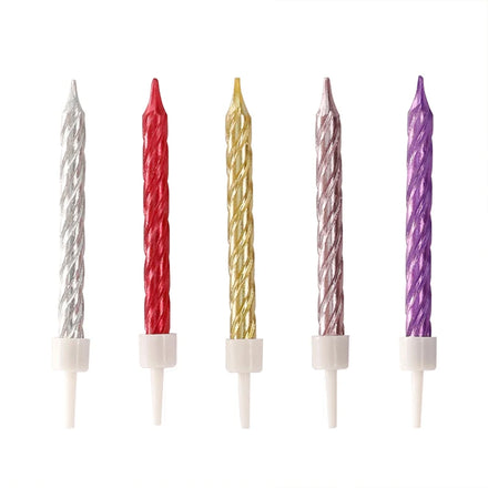 Wholesale 10-Piece Spiral Birthday Cake Candle Set Metallic Colorful for Wedding Christmas Party Decoration