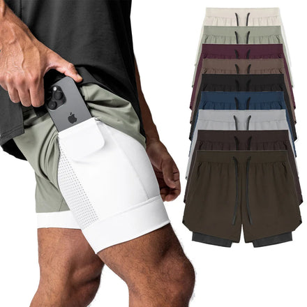 OEM Custom Men's Casual Fitness Shorts Men's Nylon Running Stretch Quick-drying American Style Double-layer Basketball Shorts