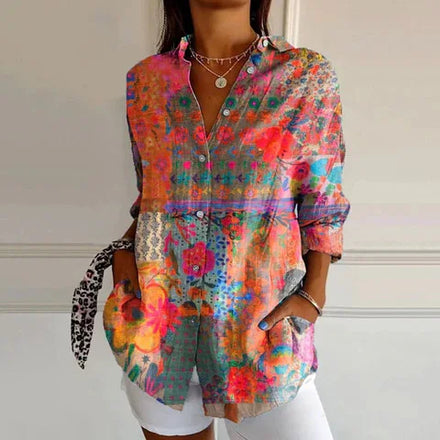 2025 Summer New Arrivals Women's Long-sleeve Shirts Trendy Long-length Shirts with 3D Printed Patterns