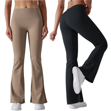 Women's Flared Yoga Pants Quick-Drying Casual Solid Pattern High Waist Wide Leg Spandex/Nylon for Casual Wear