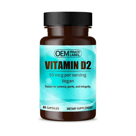 Hot Sale Health Food Vitamin D 2000 IU (50 Mcg) D2 Two Ingredients Vegan Vitamin D2 Capsule