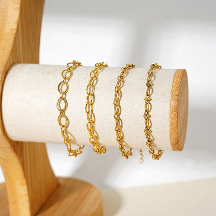 Fashion Personalized Twisted Bracelet Jewelry Stainless Steel 18K Gold Plated Adjustable Stacking Twisted Oval Bracelet