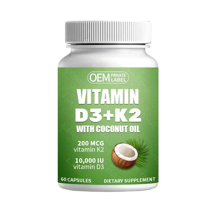 OEM/ODM Vitamin D3 + K2 10000 IU for Bone Immune & Heart Support for Women Man