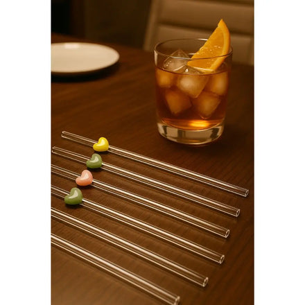 Bent Hand Blown Borosilicate Glass Eco-friendly Food Safe Reusable Cocktail Straw for Poolside and Beach Parties