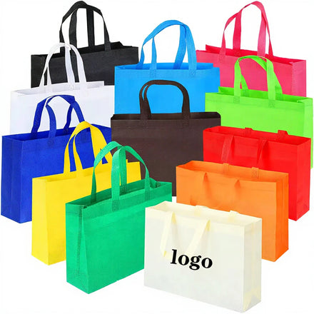New Fashion Reusable Shopping Bags Small Size Plain Non-Woven Stock Custom Print Logo Long Handle Letter Pattern Factory Price