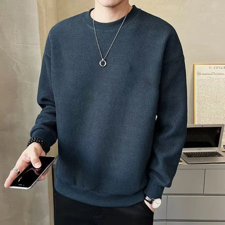 Oem customized loose youth feeling trendy long sleeve round neck sweat shirt korean style