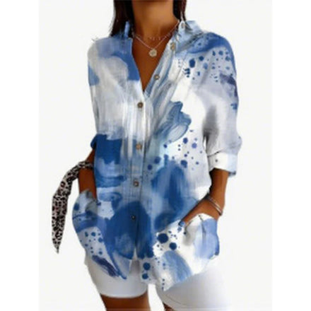 2025 Summer New Arrivals Women's Long-sleeve Shirts Trendy Long-length Shirts with 3D Printed Patterns