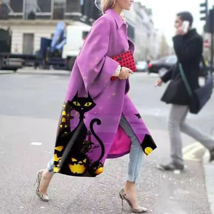 2025 Autumn-Winter Western New Arrival | Long Bell-Sleeve Stylish Printed Loose Trench Coat