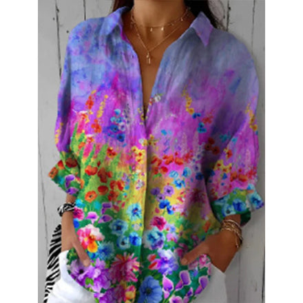 2025 Summer New Arrivals Women's Long-sleeve Shirts Trendy Long-length Shirts with 3D Printed Patterns