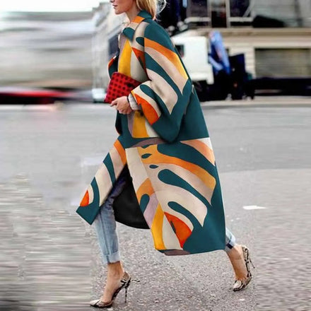 2025 Autumn-Winter Western New Arrival | Long Bell-Sleeve Stylish Printed Loose Trench Coat