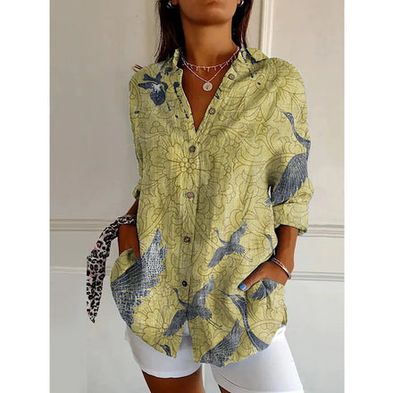 2025 Summer New Arrivals Women's Long-sleeve Shirts Trendy Long-length Shirts with 3D Printed Patterns