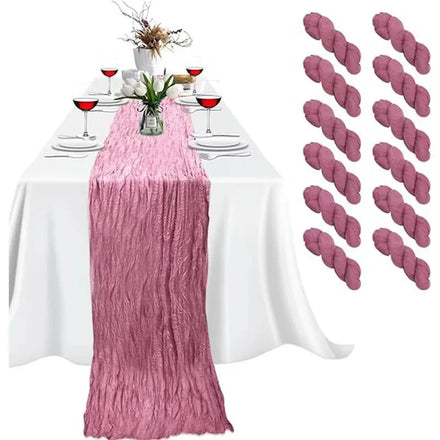 Voile Wrinkled Table Runner Gauze Beauty Yarn Twisted Tablecloth Holiday Party Bohemian Wedding Tablecloth