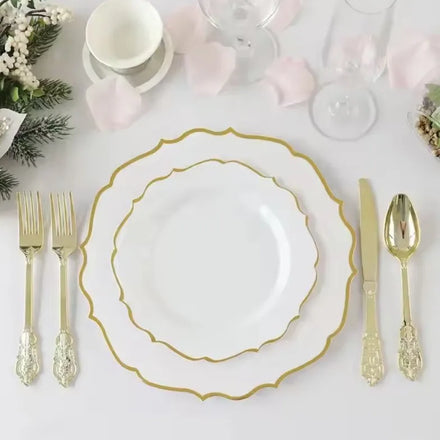 Party Disposable Plastic Plate Gold-rimmed Special-shaped Foreign Trade Living Room Fruit Dessert Western Banquet Steak Plate