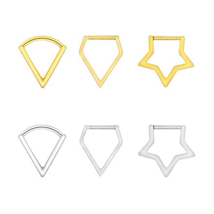 Right Grand ASTM F136 Titanium Triangle Huggie Hoop 16G Simple Geometric Multiple Shapes Septum Nose Clicker Ring