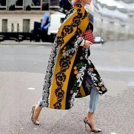 2025 Autumn-Winter Western New Arrival | Long Bell-Sleeve Stylish Printed Loose Trench Coat