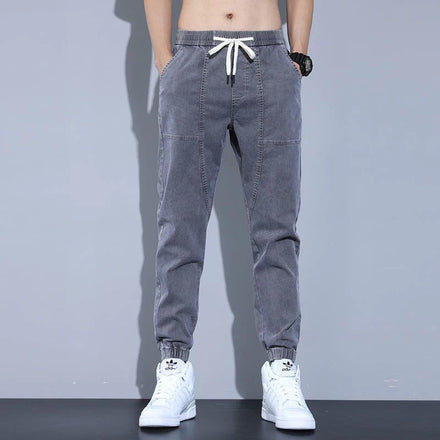 OEM Customized Logo Design men's style trendy brand workwear youth style loose cuffs versatile harem summer casual pants