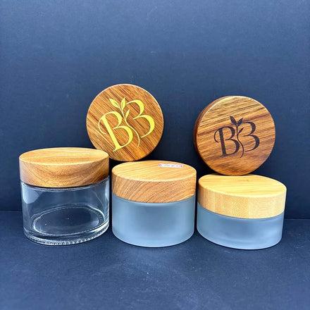 Eco-friendly 150g 250g 500g Plastic Jars with Bamboo Lid 8oz Amber Frosted Transparent Cosmetic Body Butter Container