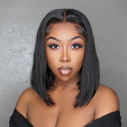 Hot Sale 10 Inches Vietnamese Original Born Straight Human Hair Wig Short Lace Front Wig 250% Density
