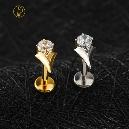 ASTM F136 Titanium 16G Internal Threaded Tulip Cartilage Earring 16G Flat Back Labret Stud Tragus Helix Piercing Jewelry