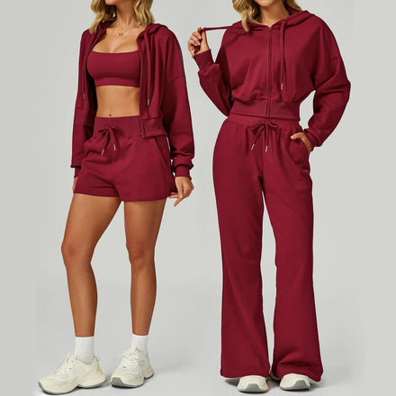 GC Zipper Sports Suit Hooded Casual Loose Versatile Sweatshirt Outdoor Running Sportswear Women Women Yoga Sports Set Autumn