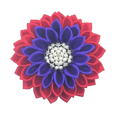 For Silver Plated Silk Ribbon Flower Brooch for Wedding Engagement Gift