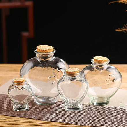 Wholesale 30ml 50ml 70ml 100ml 450ml 600ml Heart Star Cork Stopper Glass Bottle Vials Jars with Cork Wishing Bottle