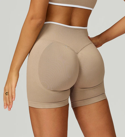 GC Contrast Color Shorts Hemming High Waist Skinny Sports Running Fitness Shorts Seamless Yoga Shorts for Women YG299