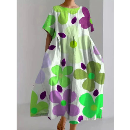 Wholesale Custom Floral Printed Maxi Dress with Breathable Woven Fabric and Loose Waist for Ladies Casual Summer Beach Day Wear