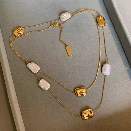 Fashionable Long Natural Baroque Irregular Freshwater Pearl Gold Sweater Chain Long Necklace Jewelry Factory Wholesale