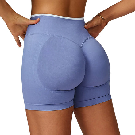 GC Seamless Yoga Shorts for Women Contrast Color Hemming High Waist Skinny Shorts Sports Running Fitness Shorts YG299