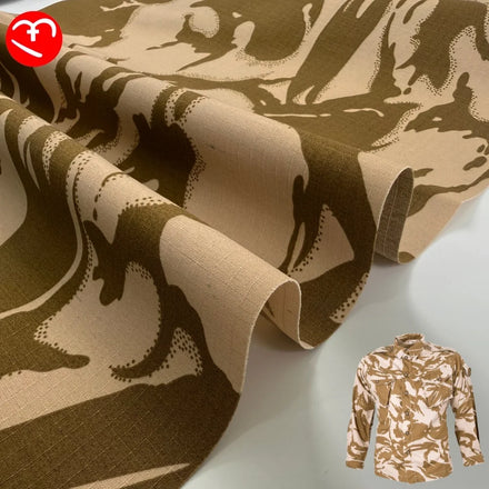Stock British Desert Camouflage Fabric TC 65/35 Polyester Cotton Woven Printed Ripstop Tactical Plaid Tear-Resistant for Uniform