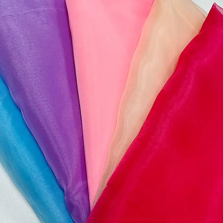 RTS Wholesale Lightweight Polyester Fabric Organza Cloth Shiny Fabric Free Sample Organza Thin Fabric for Dress
