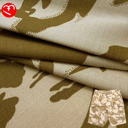 Stock British Desert Camouflage Fabric TC Polyester Cotton Waterproof Infrared Protection Fabric Ripstop for Tactical Clothes