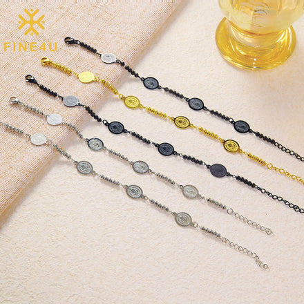 Wholesale Fashion Handmade Stainless Steel Women Men Lucky Rosary Religious Jesus Virgin Mary Cross Chain Bracelet