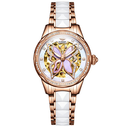 For OUPINKE 3239 Series Luxury Women's Skeleton Mechanical Watch Custom Logo Wristwatch Citizen Movement Stainless Steel Analog