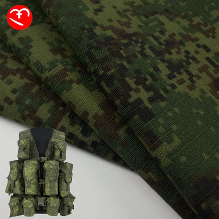 Stock Russian Little Green Man Camouflage Fabric TC Polyester Cotton Waterproof Ripstop Plaid for Outdoor Tactical Coat Uniform