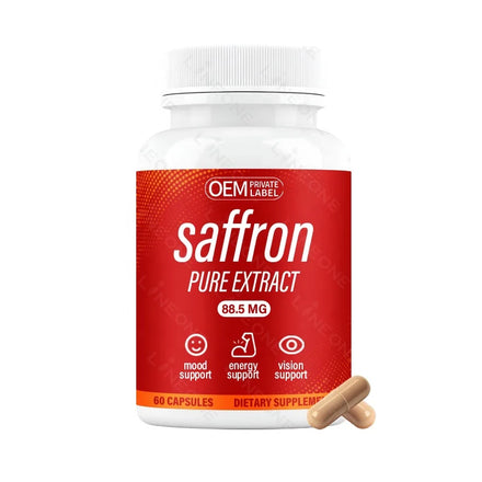 Private Label Saffron Extract Capsules for Mood | Focus | Vision | Energy Support - Eye Health for Women & Men