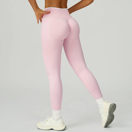 GC Fitness Yoga Pants Nylon Yoga Trousers Contrast Color Hemmed High Waist Slim Sports Running New Seamless Leggings YG301