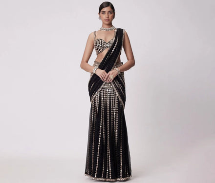 2025 New Arrival Designer Modal Organza Silk and real mirror Saree Stylish Wedding for Adults Online Party Wear Sale for Women