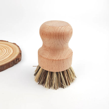 Hot Sale Eco-Friendly Natural Kitchen Dish Pot Washing Brush Beech Wooden Round Sisal Bristle